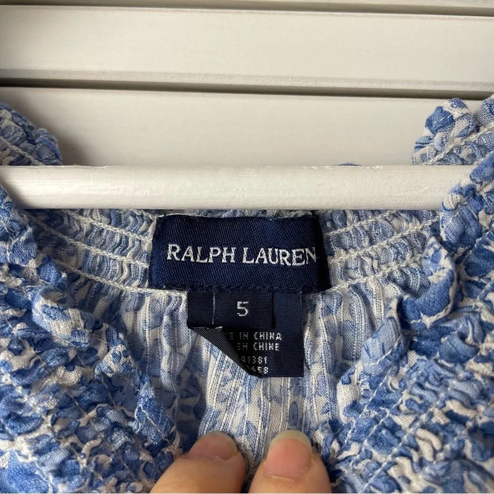 Ralph Lauren Blue Floral Blouse Size 5